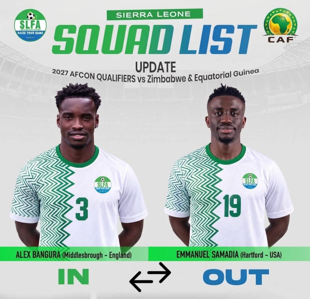 Alex Bangura Replaces Injured Emmanuel Samadia Ahead of Sierra Leone&nbsp;Double-Header